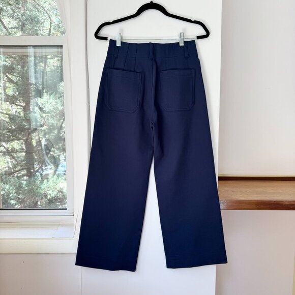 New Anthropologie Maeve Colette Ponte Crop Wide Leg Pants in Navy Blue 27 - Picture 5 of 11